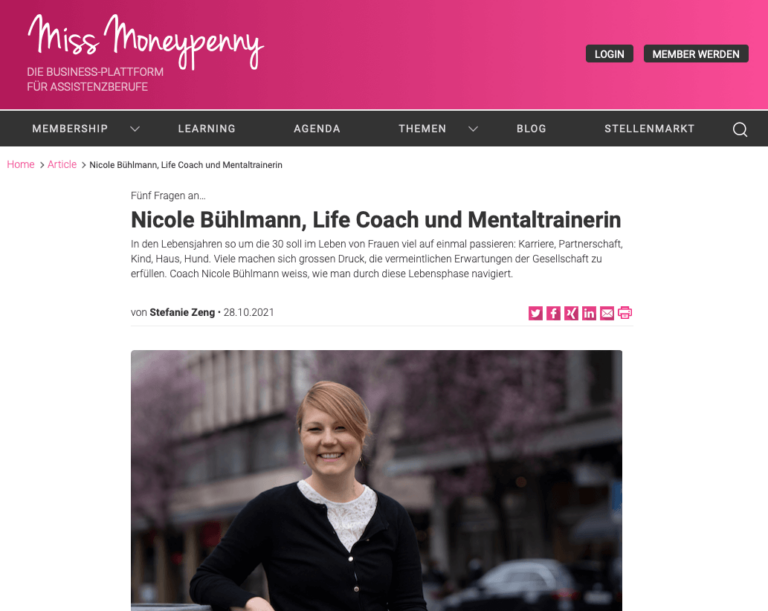 Miss Moneypenny Nicole Bühlmann Coaching Frauen